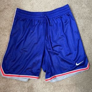 Nike Dri-Fit Mesh Athletic Shorts Blue with Grey & Orange Stripe Adult Small